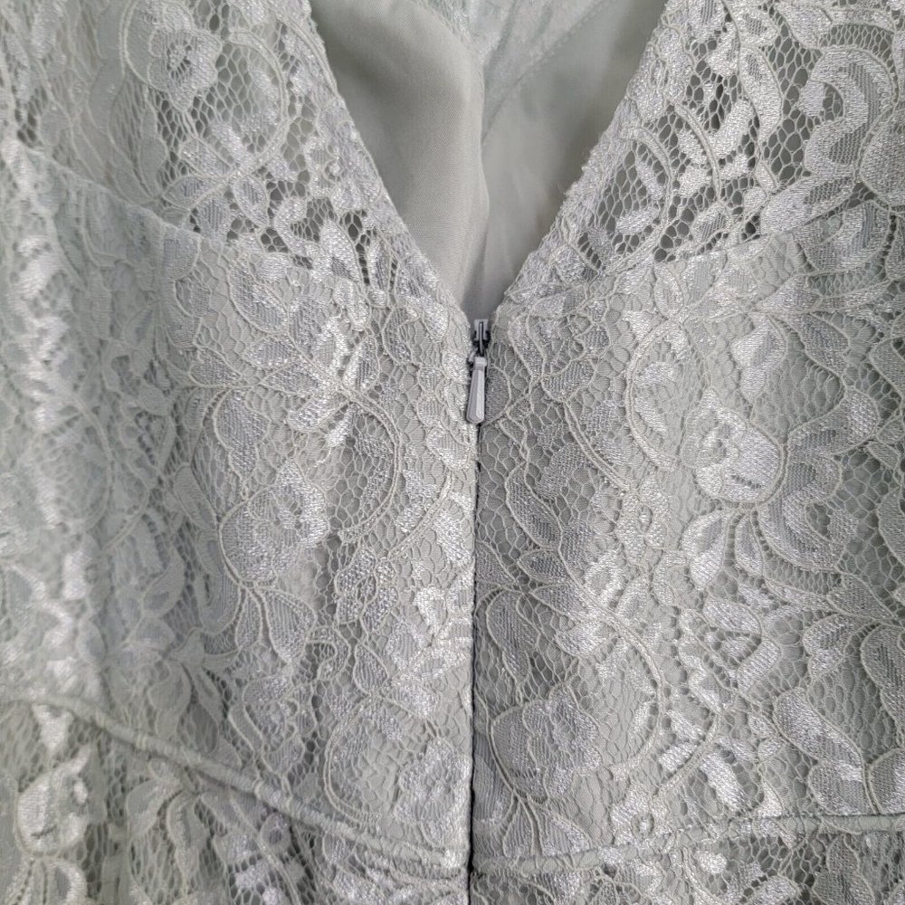 Jenny Yoo Bridesmaids Morning Mist Lace Maxi Dress Illusion Neckline Green Sz 12 - Picture 6 of 7